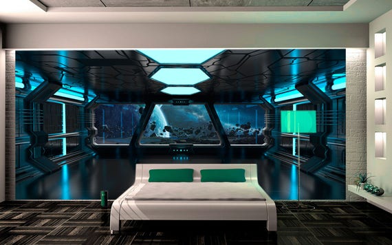 Wall Mural Sci Fi Photo Art Wall Mural Futuristic Spaceship Fantastic Interioir Photo Wallpapers Wall Mural Of Starship Interior Sku 20007