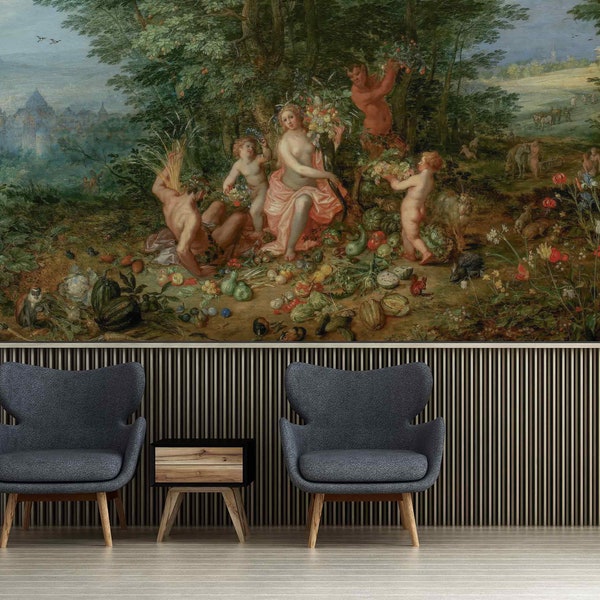 Landschaft mit Ceres abnehmbares Wandbild von Jan Brueghel klassische Malerei Renaissance Stil Vintage Landschaft mit einer religiösen Verschwörung