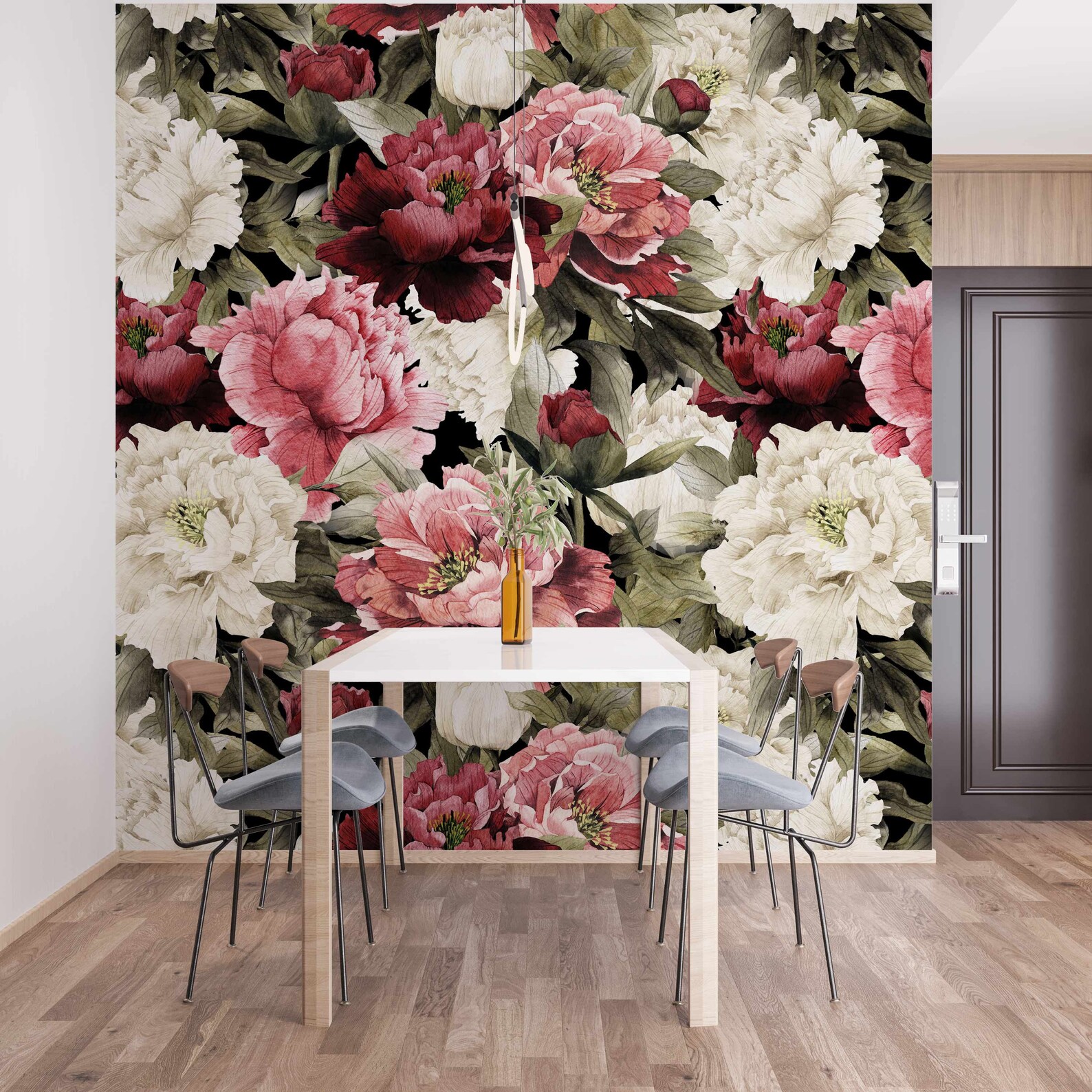 Large Peony Wall Mural Flower Peel and Stick Pink Bouquet - Etsy UK