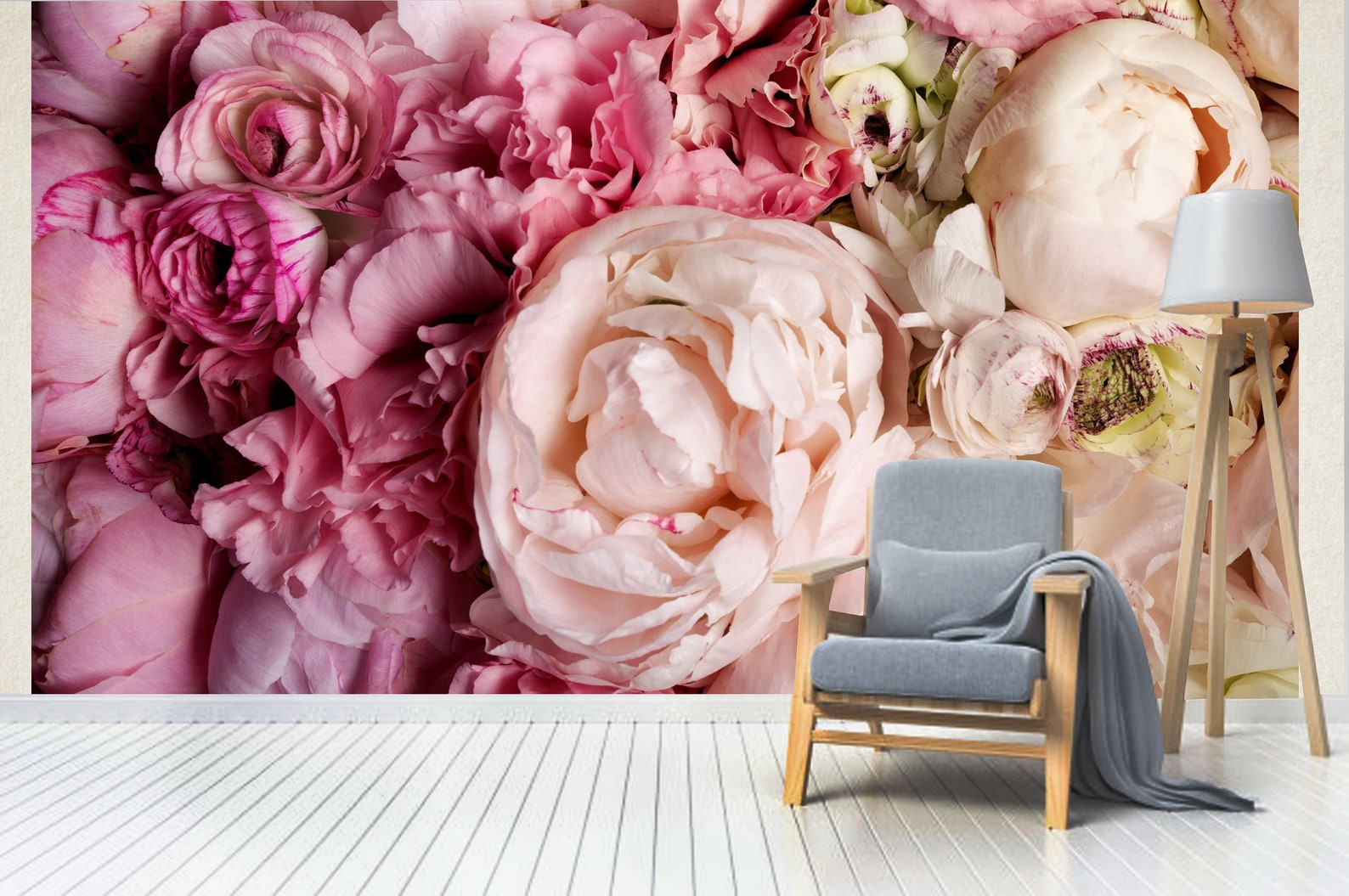 Vintage Peonies Wall Art Removable Self-adhesive Large Flowers Floral ...