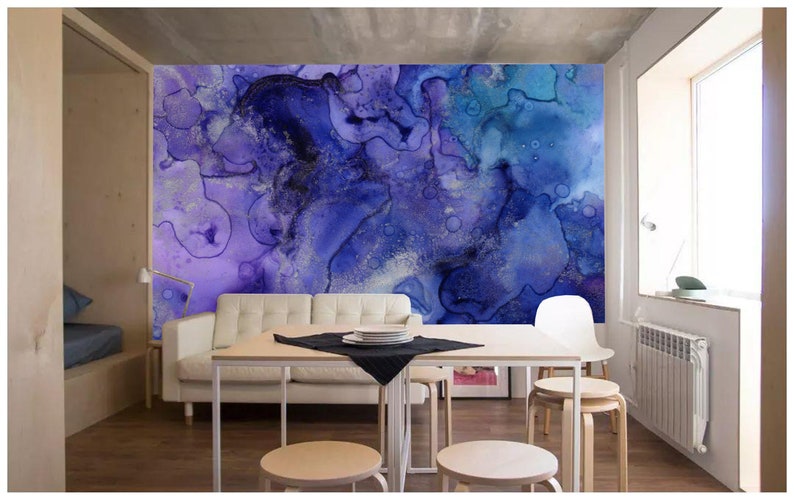 Purple Ink Abstraction Wall Mural Purple Stains Watercolor - Etsy