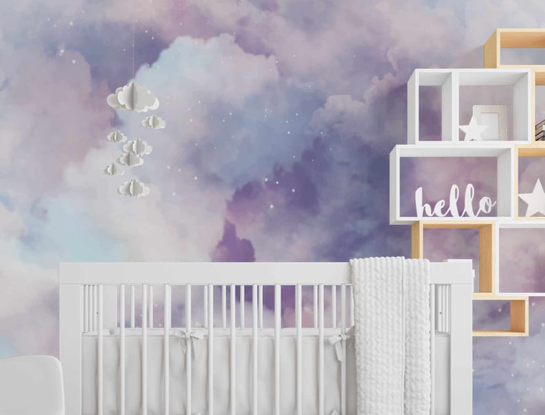 Pastel Color Clouds Removable Wallpaper Rising Clouds Etsy