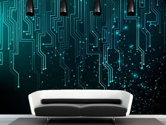 Wall Mural Sci Fi Photo Art Wall Mural Futuristic Pattern Etsy