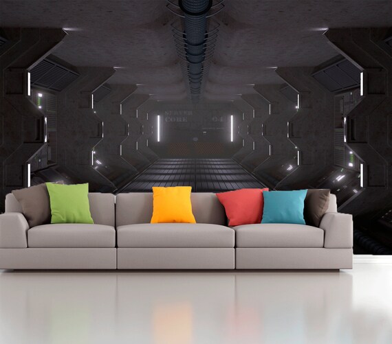 Wall Mural Sci Fi Photo Art Wall Mural Futuristic Spaceship Etsy