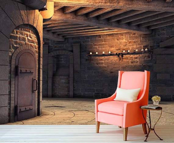Castle Wall Mural For Home Gothic Castle Home Mural For Living Room Gothic Stairs Wallpaper Mural For Wall Decor Wall Decal Sku 20367
