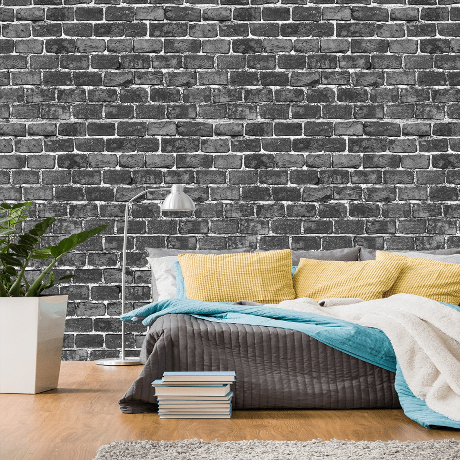 Black Brick Removable Wallpaper Loft Wall Mural Rustic Etsy