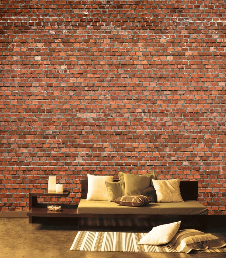 Red Brick Wall Mural For Lofr Room Stone Decal Home Decor Rustic Wallpapers Living Sku 20358