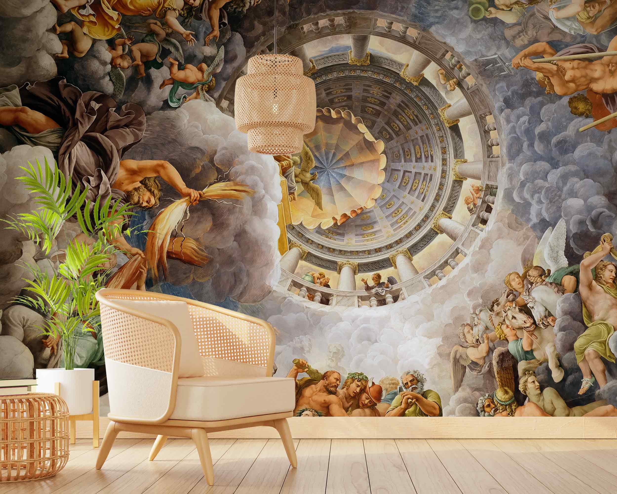 ルネッサンスの大きな壁画 テ宮殿の巨人の天井、イタリアのアート