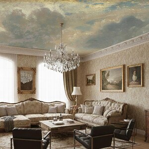 Vintage Cloud Sky Ceiling Mural Classical Painted Clouds Fresco ...