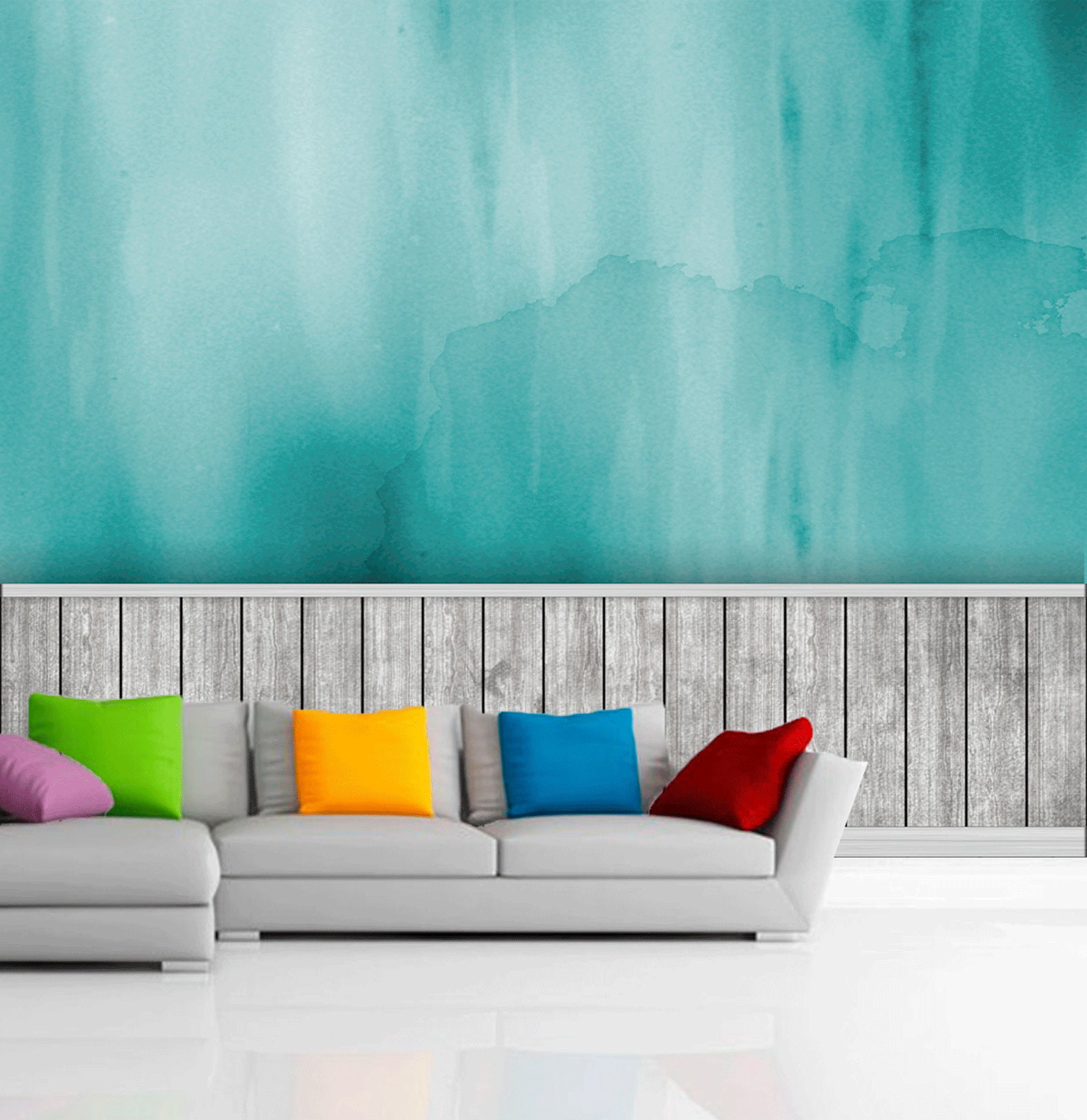 Blue wall texture Blue wall with plank revomable wallpapers | Etsy