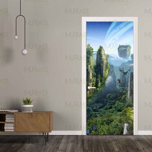 Fabelhafte Inseln in der Luft Tür Aufkleber Fantasie Inseln Aufkleber für haustür Peel & Stick Fantastische Landschaft selbstklebende Türfolie