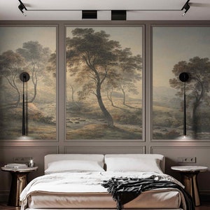 Vintage tree removable wallpaper Retro Shabby Forest Landscape Mural Home Decor Scenic painting Removable wallpaper Landscape Panoramique
