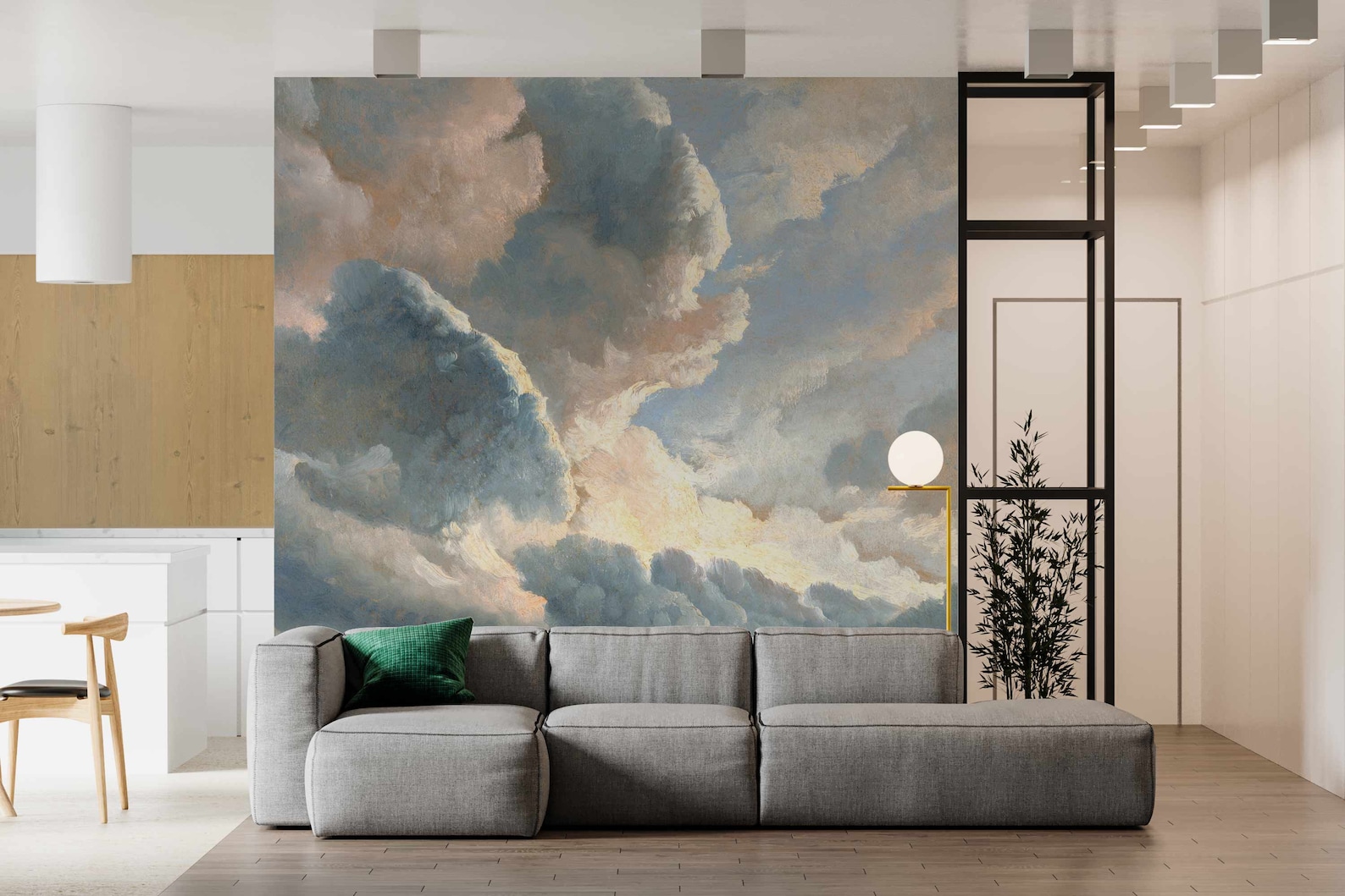 Vintage Style Clouds Removable Wallpaper Rural Painting Wall Etsy