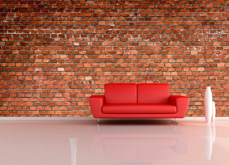 Red Brick removable wallpaper Stone wall decal Red brick wall Etsy