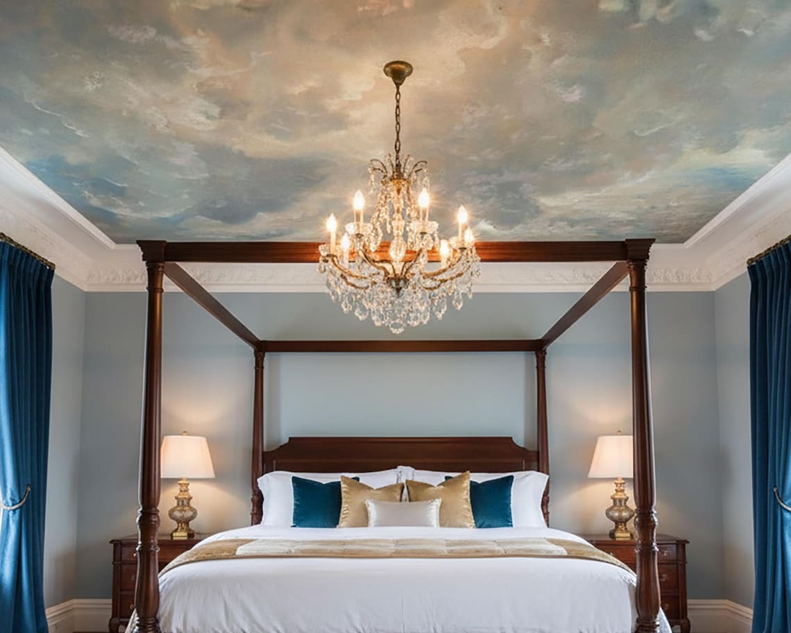 Vintage Cloud Sky Ceiling Mural Classical Painted Clouds Fresco ...
