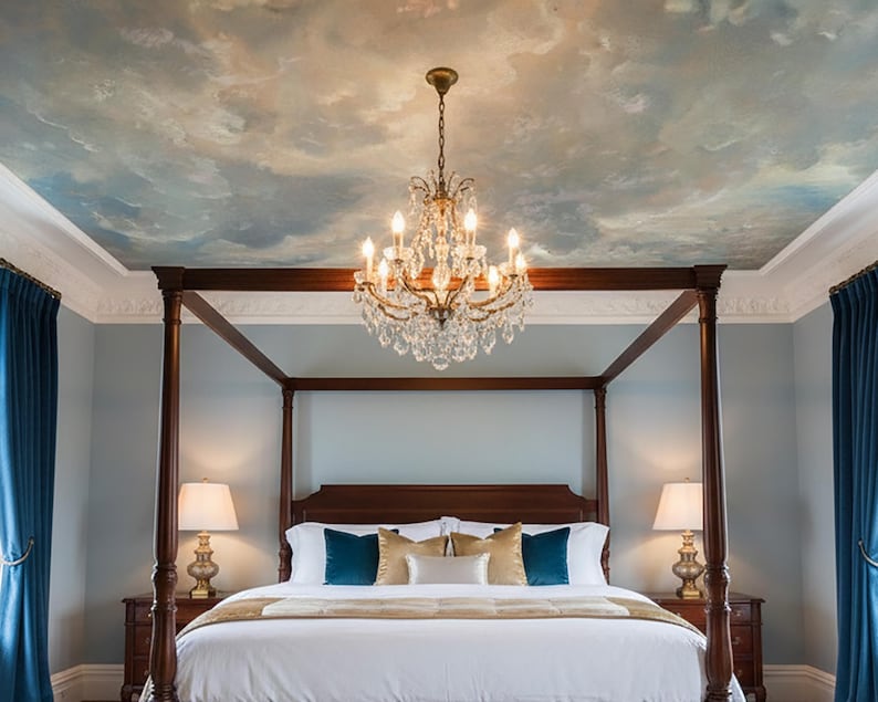 Vintage Cloud Sky Ceiling Mural Classical Painted Clouds Fresco ...
