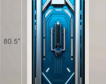 Door sticker sci-fi decal for front door Peel & Stick space Self- adhesive Fantasy door Decal Man cave decor