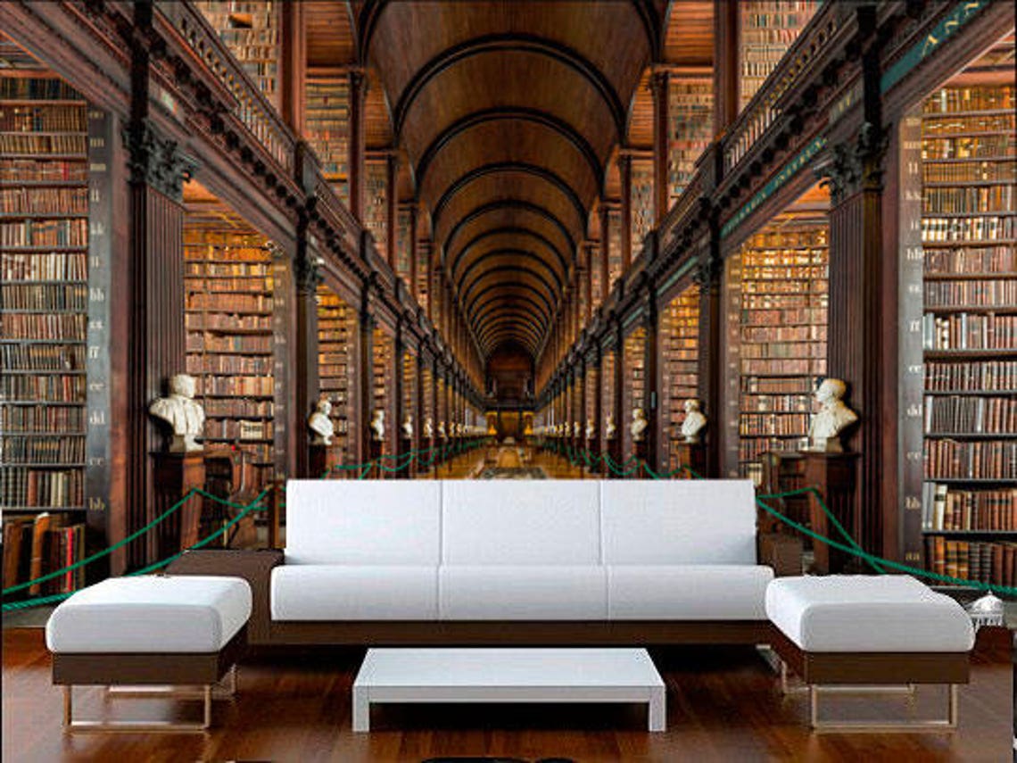 SALE Library Wall Decor Removable Wallpaper Books Library Etsy