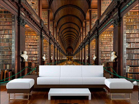 Library Wall Decor Removable Wallpaper Books Library Wallpaper for ...