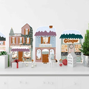 Festive Christmas House Wall Decals - Holiday Home Decor Stickers - Set of Charming Wall Art Prints Peel and stick Removable Wall Decals