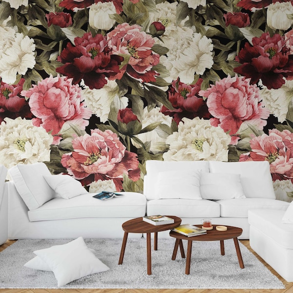 Peony Wall Mural Etsy