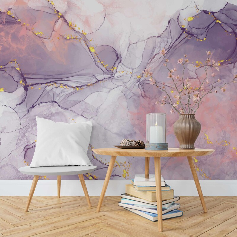 Purple Marble Wallpaper - Etsy