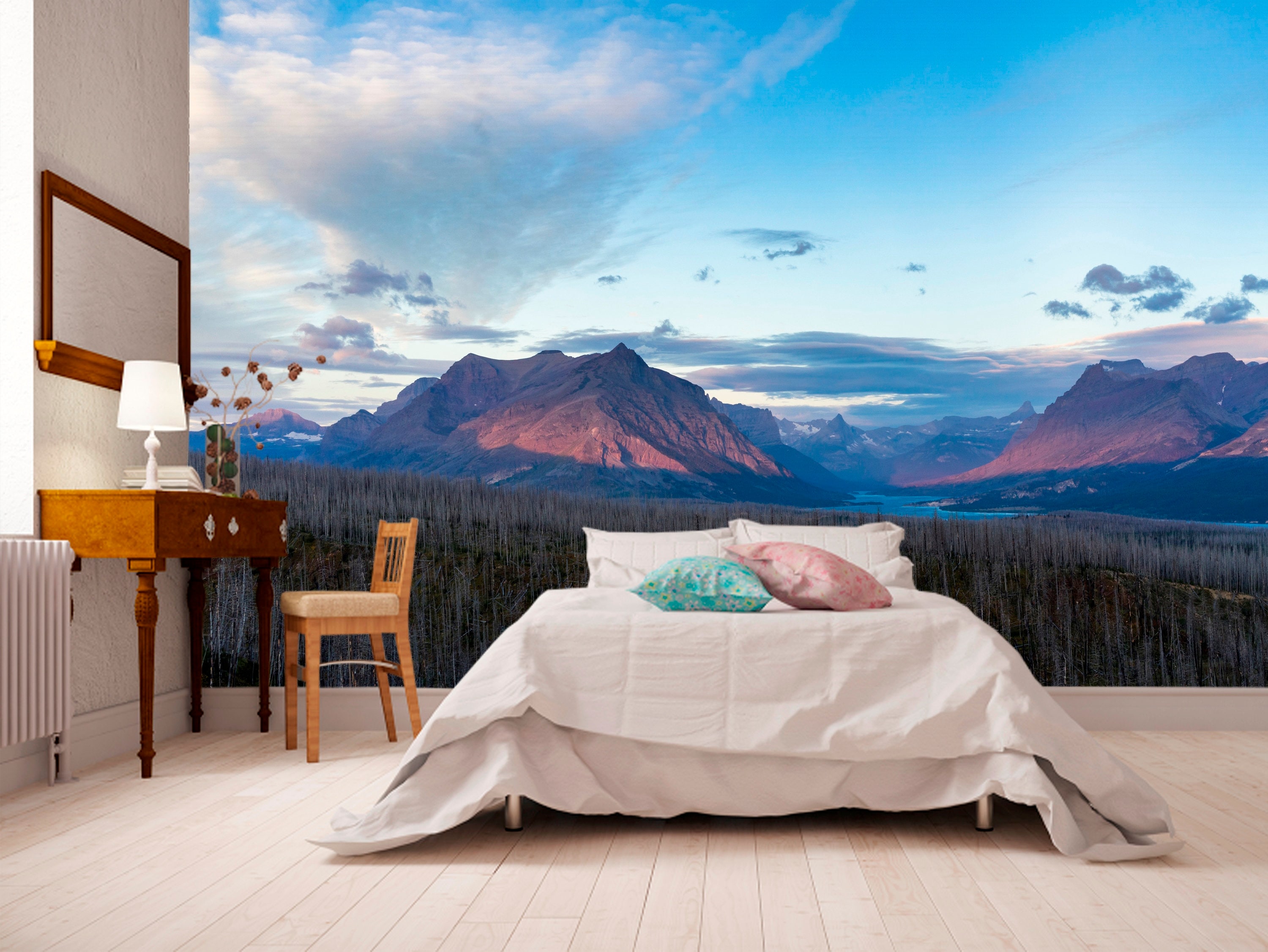 Mountains removable wallpaper Mountains Trees art wall decor Etsy