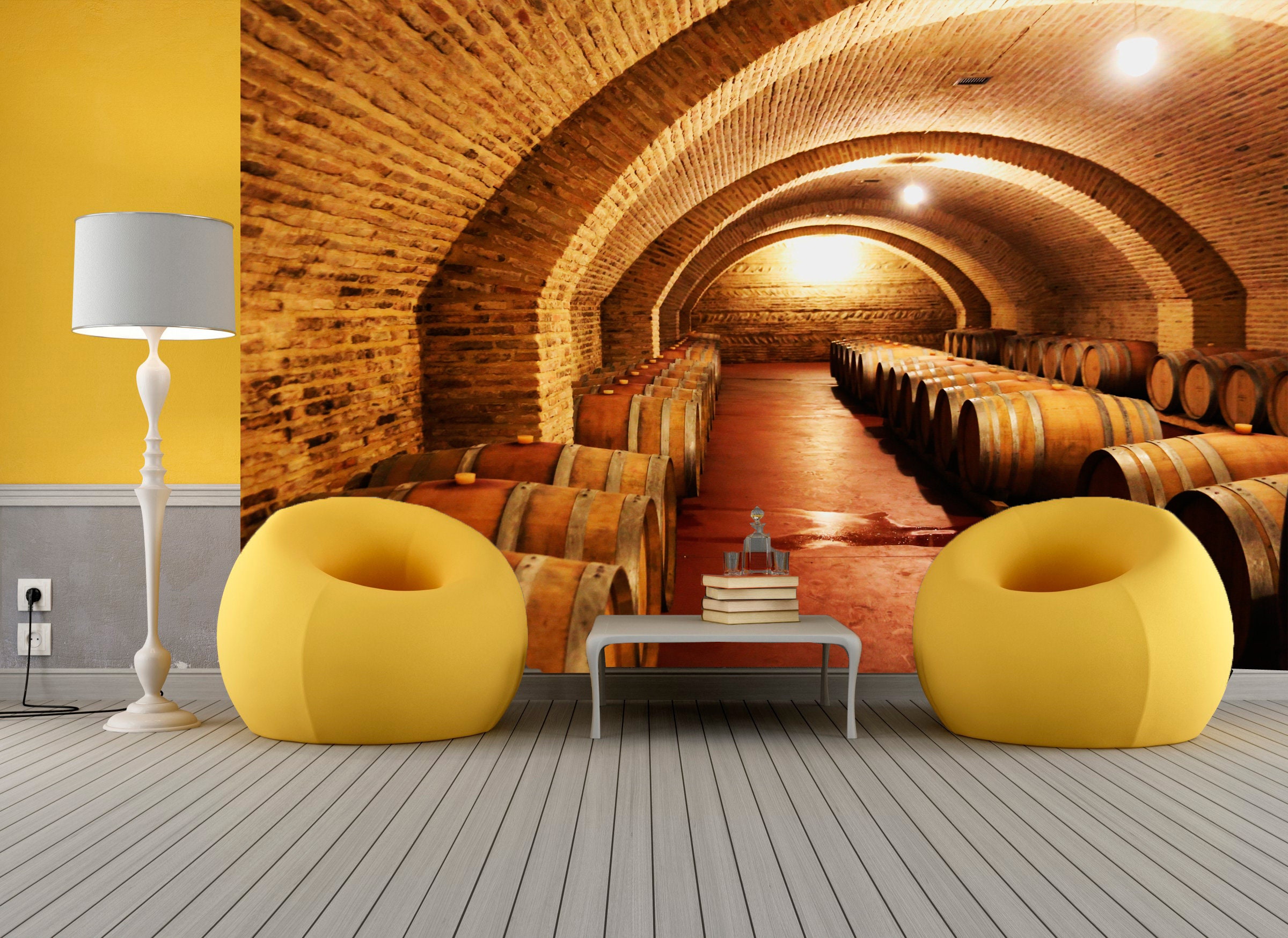 Vaults in the Wine Cellar Wall Mural Interior Wine Cellar Removable ...