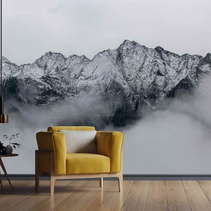 Foggy mountain removable Moutains in cloud removable wallpaper Self-adhesive Large Wallpaper Mountain landscape Removable wallpaper