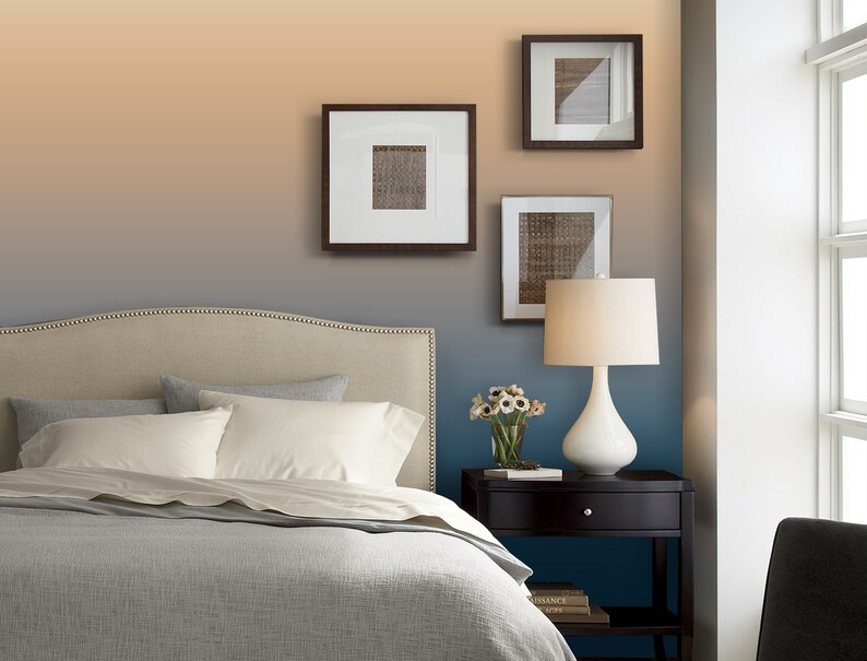 Sea Blue yellow Gradient Mural Peel and Stick Wallpaper | Etsy