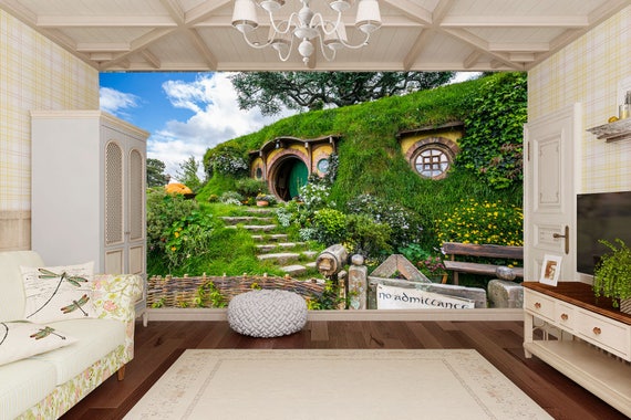 Hobbit House Home Mural Nature Wall Mural For Living Room Fantasy Nature Wallpaper Romantic Wall Mural For Home Decor Sku 20013