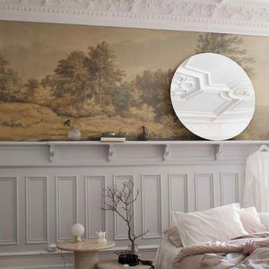 Vintage Monochrome Rustikale Landschaft Abnehmbare Tapete Retro Wandbild Alter Baum Wanddekor Regelmäßige Tapete Ländliche alte Malerei Wandkunst