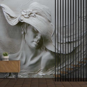 3D Woman Wallpaper Bas-relief Wall Mural 3D Wallpaper Peel and Stick Magnificent female mural Bedroom Mural 3D Wallpaper 3D Wall relief