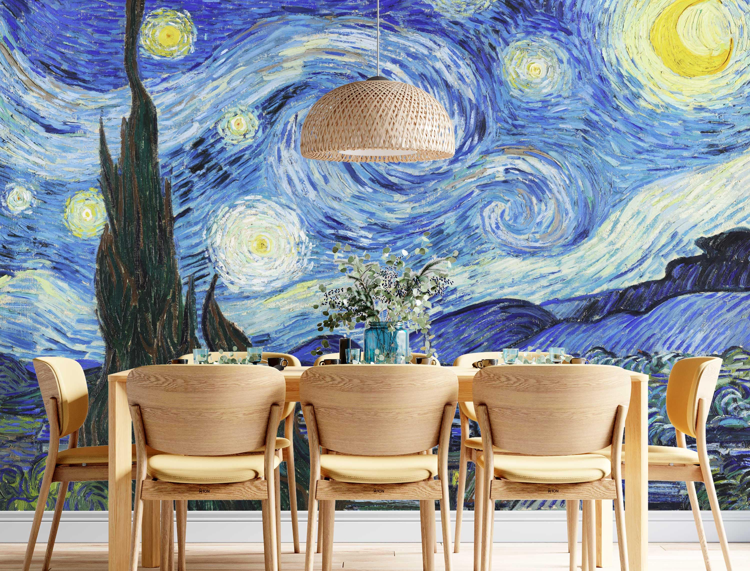 Removable wallpaper Large wall mural Vincent van Gogh Etsy