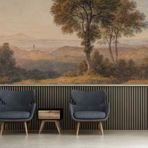 Vintage Landschaft entfernbare Tapete Retro Shabby Waldlandschaft Wandbild Wohnkultur Großer Baum selbstklebende ländliche viktorianische Kunst Tapete
