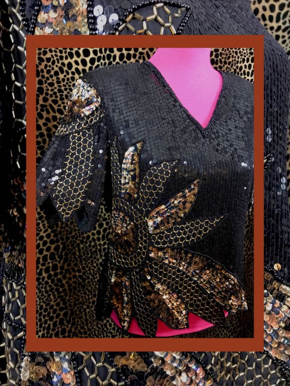 vtg sun burst top//gold & black