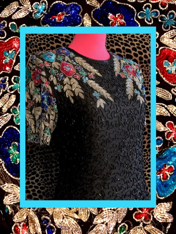 vtg floral dress//awesome bead work
