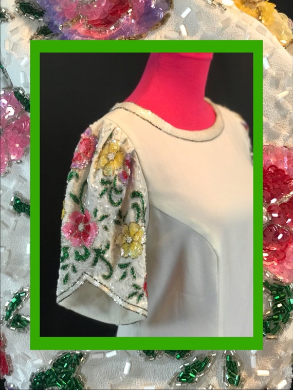 super unique vtg//floral beadwork dress