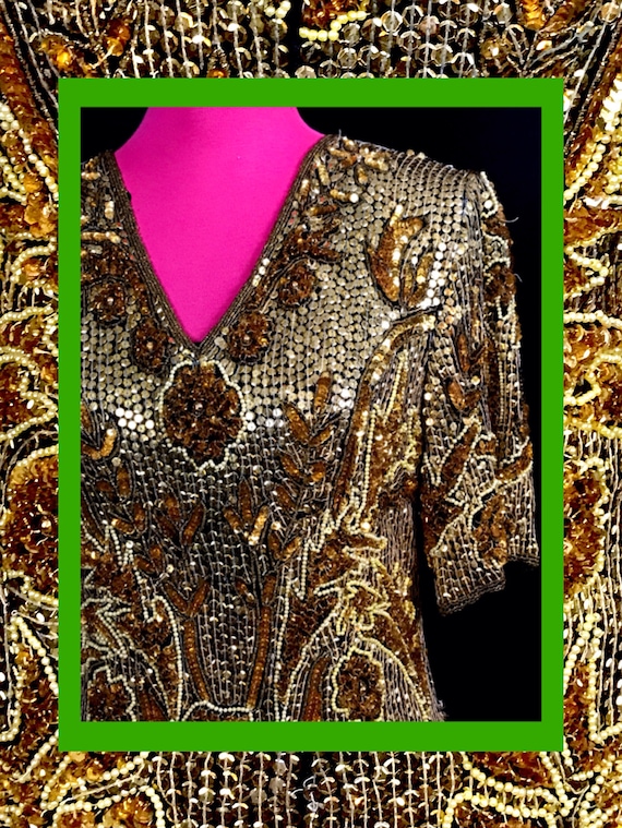golden vtg dress//art deco