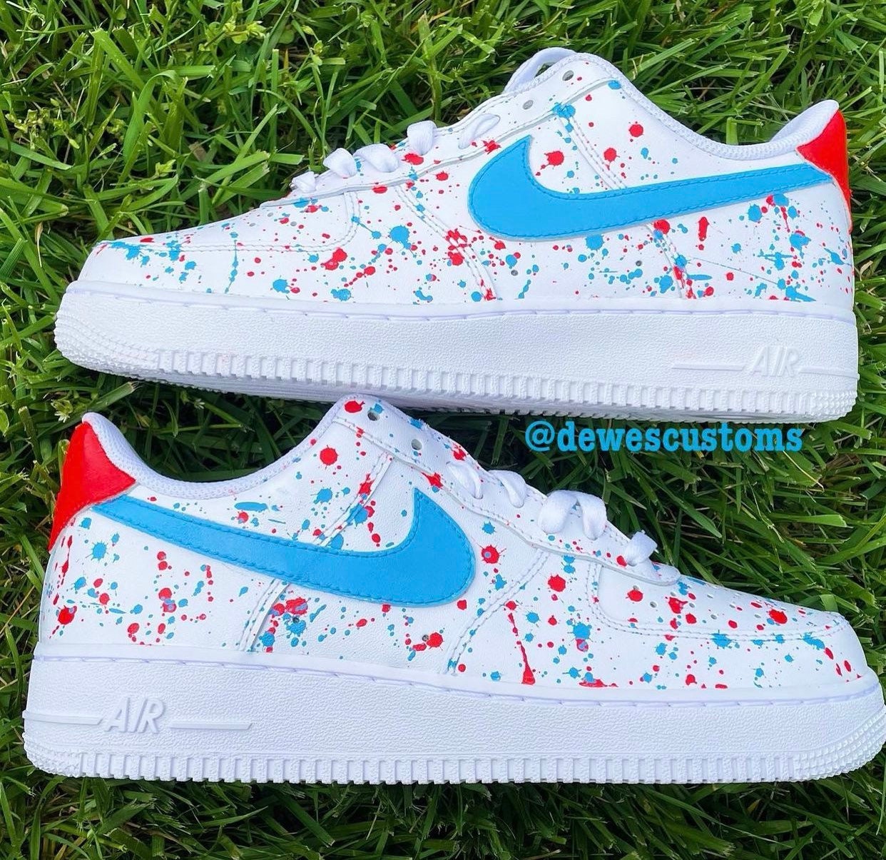 Pink Blue Paint Splatter Custom AF1 THE CUSTOM MOVEMENT Custom Shoes