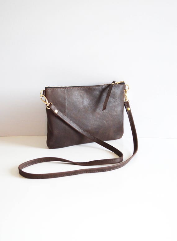 Brown Leather Crossbody Bag Minimalist Leather Purse Small - Etsy