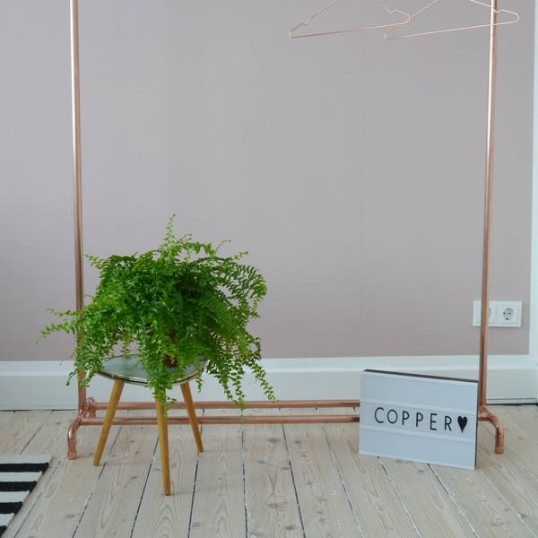 Kupfer Kleiderständer mit Schuhablage Kleiderstange copper Industriedesign clothes rack industrial rosegold industry Garderobe Kupferrohr