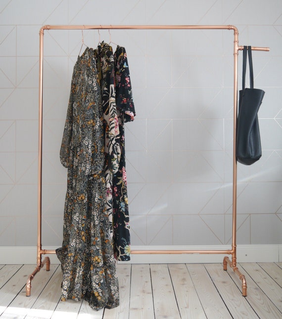 Copper Clothes Rack With Pocket Holder Clothes Rail Wardrobe