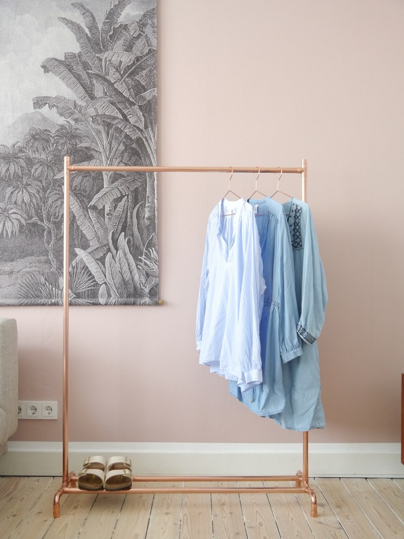 Copper Clothes Rack With Shoe Rack Clothes Rail Copper Etsy