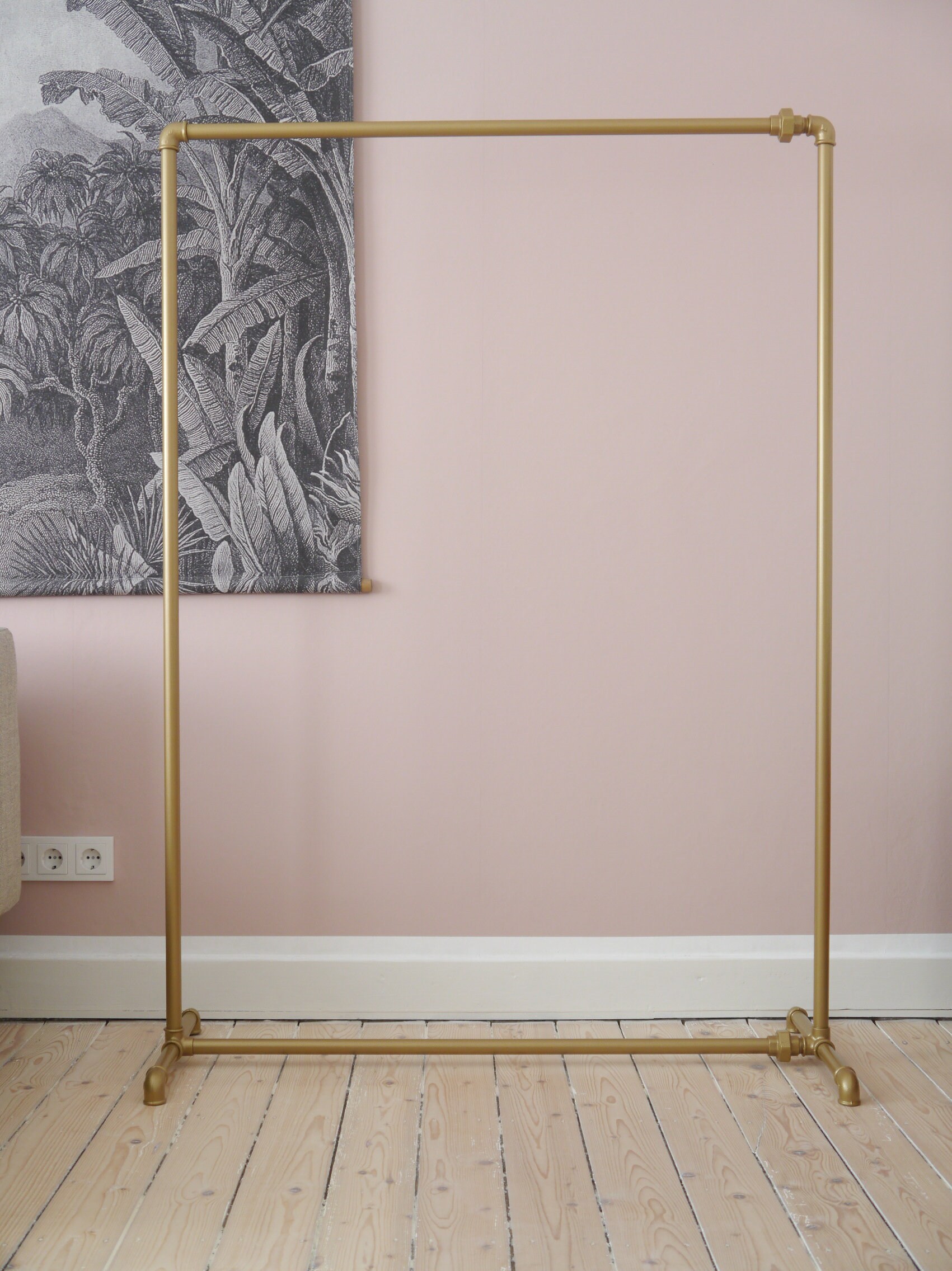 Gold Clothes Rack With Crossbar Below Clothes Rail Wardrobe Etsy India