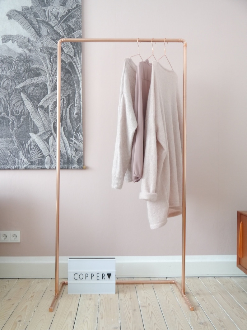 Copper Coat Rack Industrial Design Clothes Rosegold Industry Wardrobe Rail