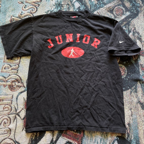 VintageJayhawk Men's Vintage Nike Team Ken Griffey Junior Black Red Baseball Tee Shirt Sz M Vtg Medium Air Swoosh Y2K