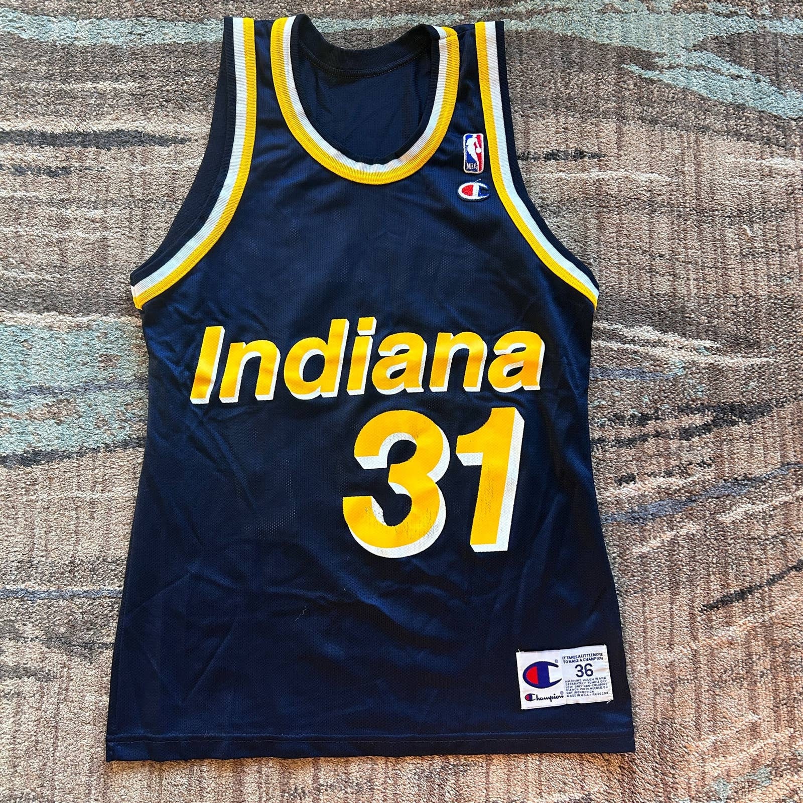 VTG Champion Rik Smit Indiana Pacers Striped NBA Jersey #45 Mens Medium Sz  40