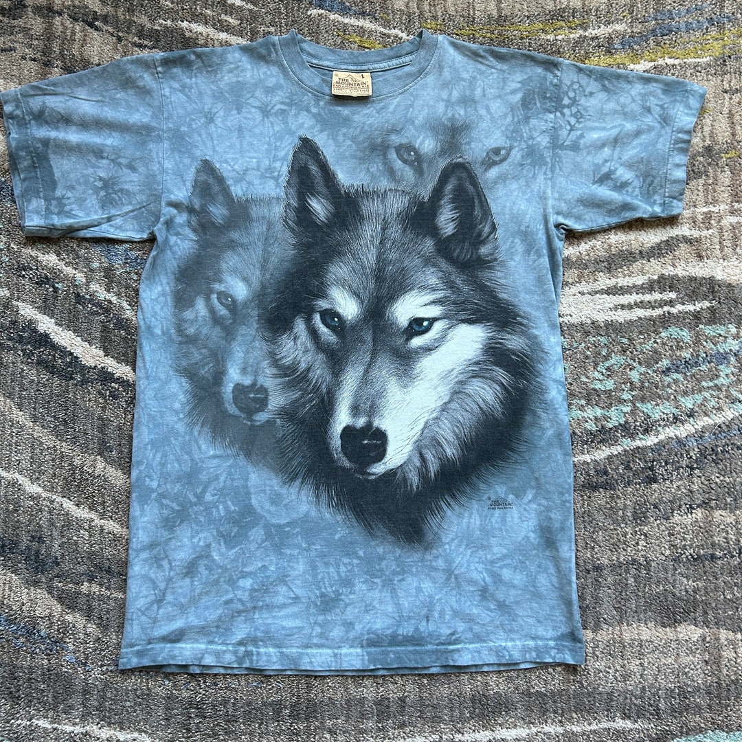 Vintage 2002 the Mountain Grey Tye Dye Wolf Wolves Animal - Etsy
