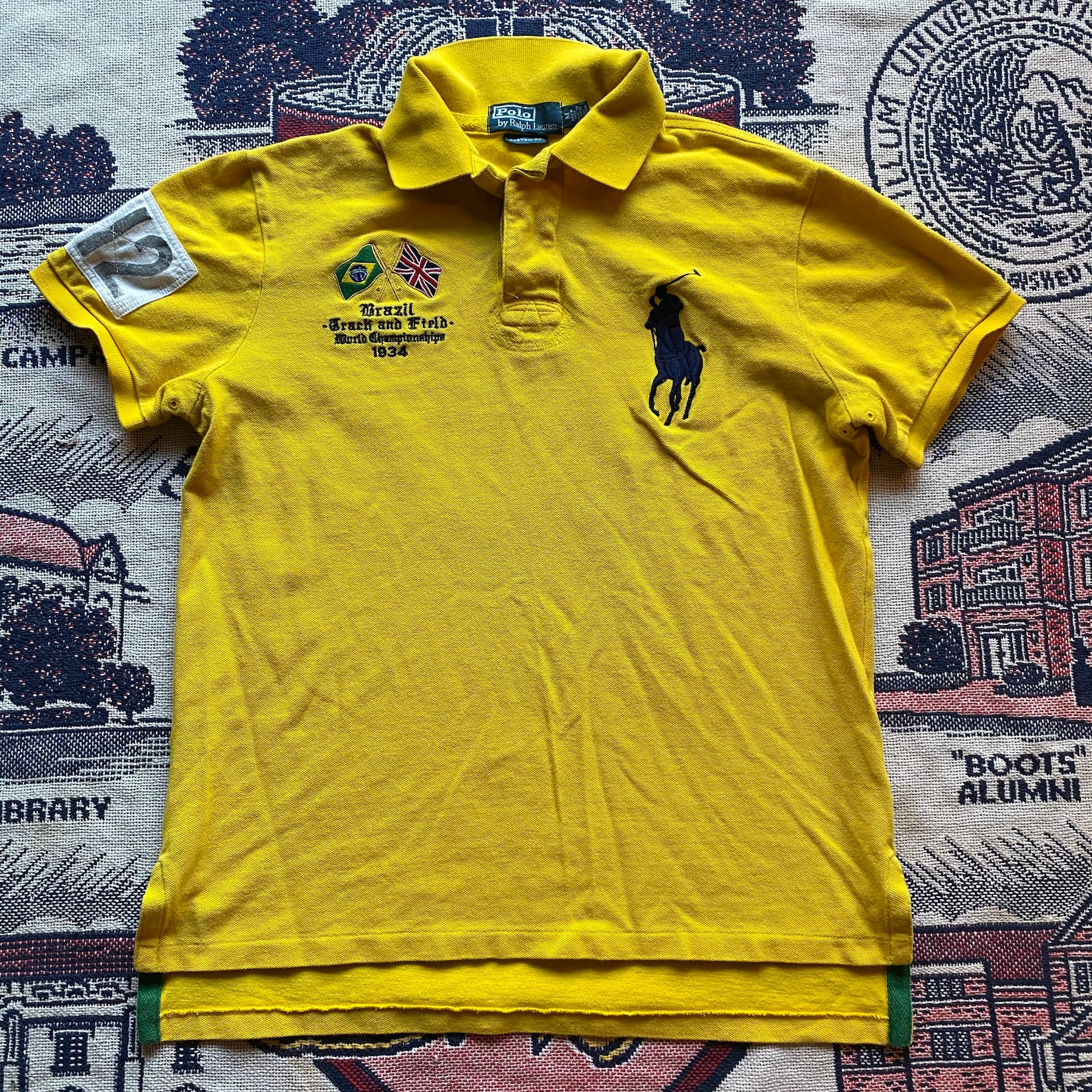 Men's Polo Ralph Lauren Yellow Brazil Track Pole Shirt Sz | Etsy